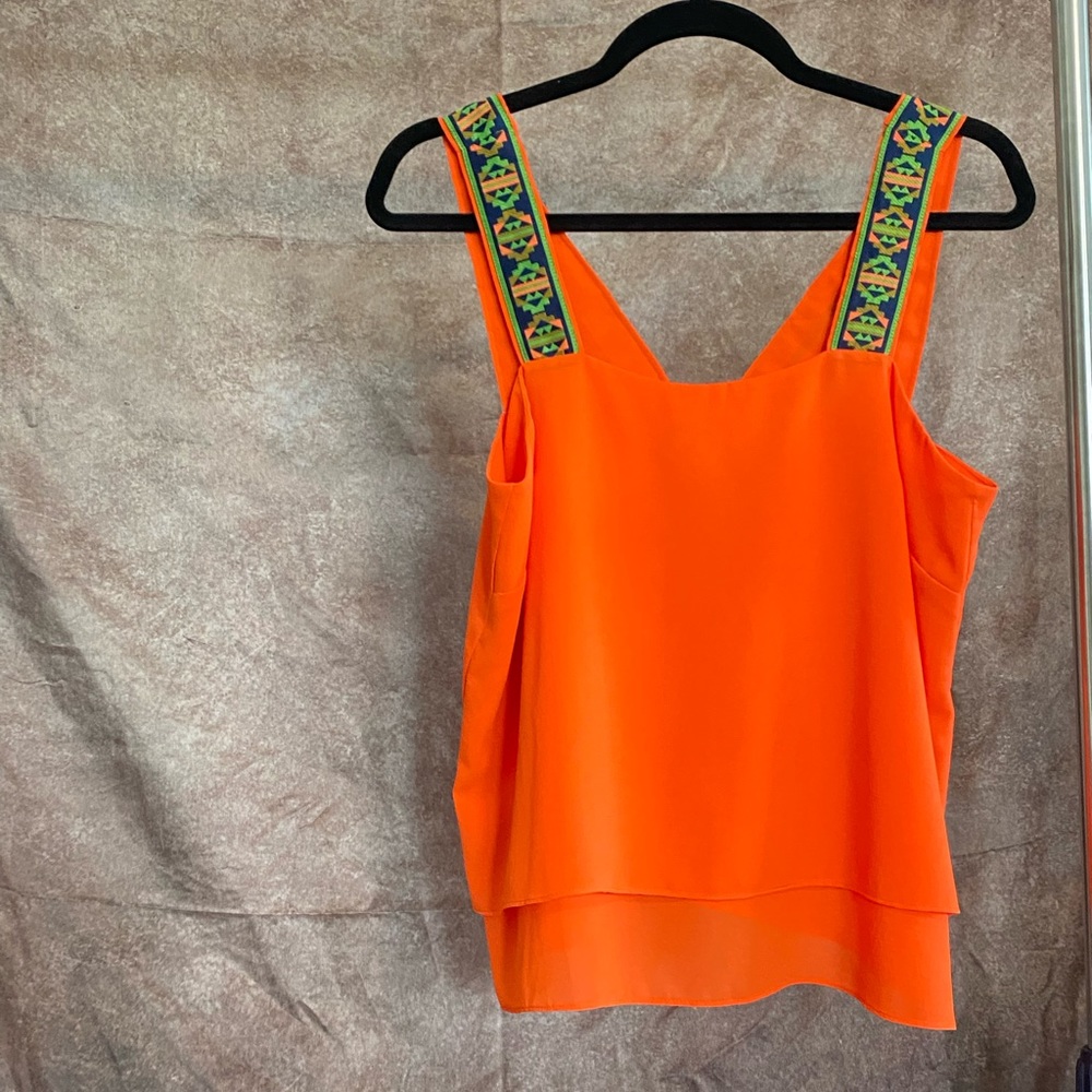 Altar’d State Orange Sleeveless Crop Shirt